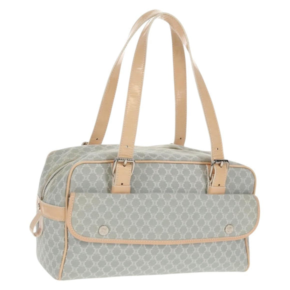CELINE Macadam Canvas Hand Bag Light Blue Silver Auth 159343V
