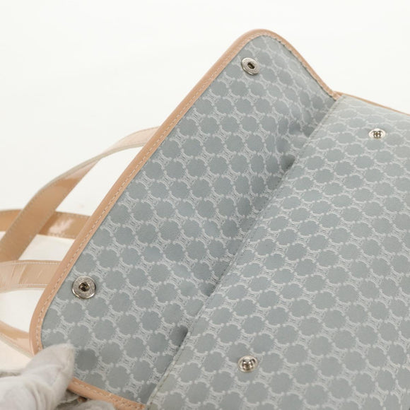 CELINE Macadam Canvas Hand Bag Light Blue Silver Auth 159343V