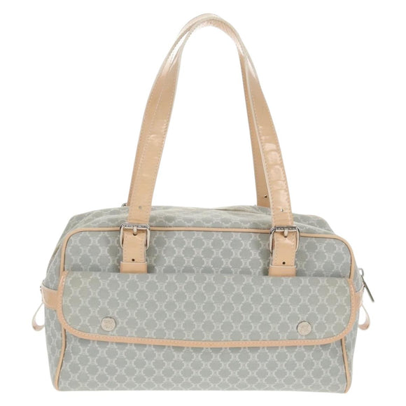CELINE Macadam Canvas Hand Bag Light Blue Silver Auth 159343V