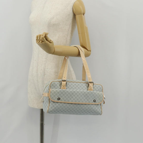 CELINE Macadam Canvas Hand Bag Light Blue Silver Auth 159343V