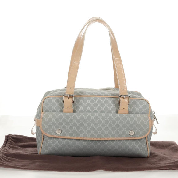 CELINE Macadam Canvas Hand Bag Light Blue Silver Auth 159343V