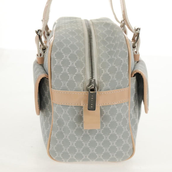 CELINE Macadam Canvas Hand Bag Light Blue Silver Auth 159343V