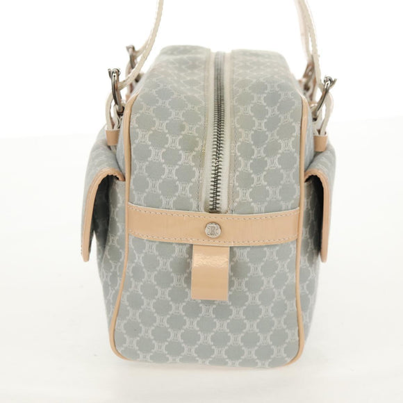CELINE Macadam Canvas Hand Bag Light Blue Silver Auth 159343V