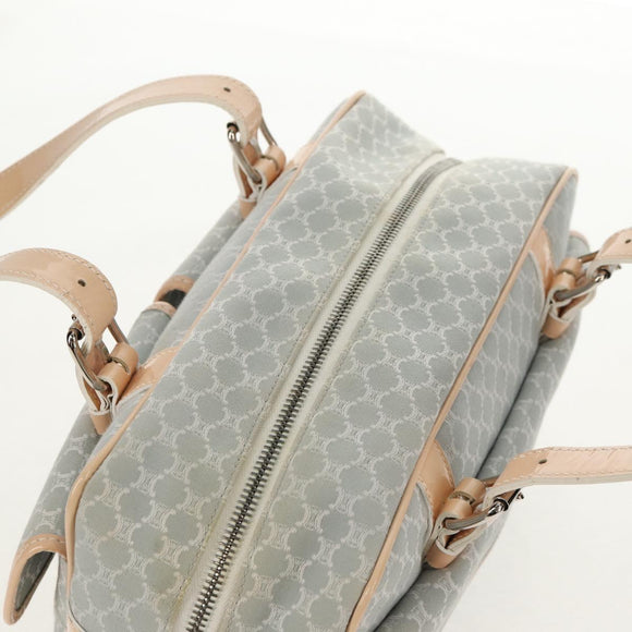 CELINE Macadam Canvas Hand Bag Light Blue Silver Auth 159343V