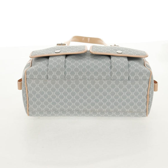 CELINE Macadam Canvas Hand Bag Light Blue Silver Auth 159343V