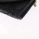 Gianni Versace Chain Wallet Leather Black Gold Auth 159344-14