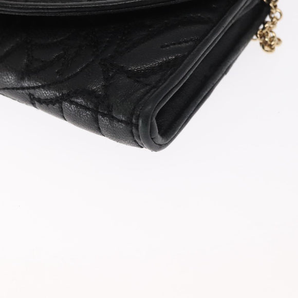 Gianni Versace Chain Wallet Leather Black Gold Auth 159344