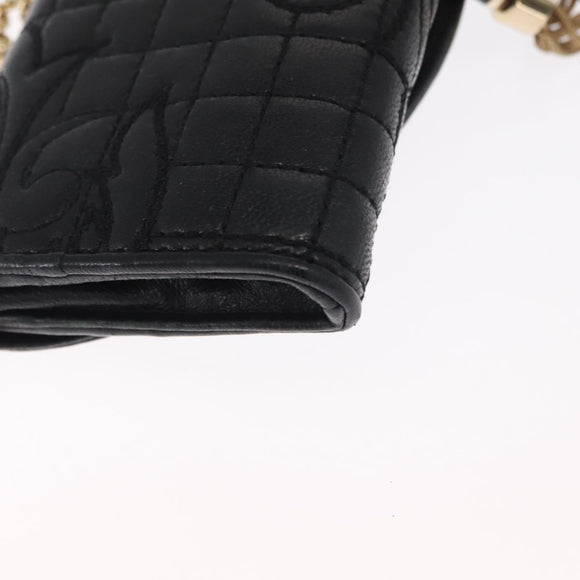 Gianni Versace Chain Wallet Leather Black Gold Auth 159344