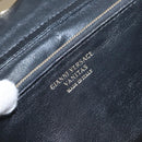 Gianni Versace Chain Wallet Leather Black Gold Auth 159344-19