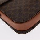 CELINE Macadam Canvas Horse Carriage Bag PVC Leather Brown Gold Auth 159345-8