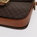 CELINE Macadam Canvas Horse Carriage Bag PVC Leather Brown Gold Auth 159345-15