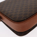 CELINE Macadam Canvas Horse Carriage Bag PVC Leather Brown Gold Auth 159345-16