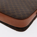 CELINE Macadam Canvas Horse Carriage Bag PVC Leather Brown Gold Auth 159345-17
