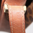 CELINE Macadam Canvas Horse Carriage Bag PVC Leather Brown Gold Auth 159345-12