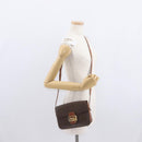 CELINE Macadam Canvas Horse Carriage Bag PVC Leather Brown Gold Auth 159345-24