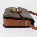 CELINE Macadam Canvas Horse Carriage Bag PVC Leather Brown Gold Auth 159345-3