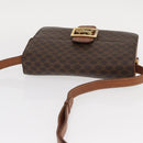 CELINE Macadam Canvas Horse Carriage Bag PVC Leather Brown Gold Auth 159345-6