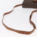 CELINE Macadam Canvas Horse Carriage Bag PVC Leather Brown Gold Auth 159345-7