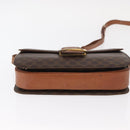 CELINE Macadam Canvas Horse Carriage Bag PVC Leather Brown Gold Auth 159345-5
