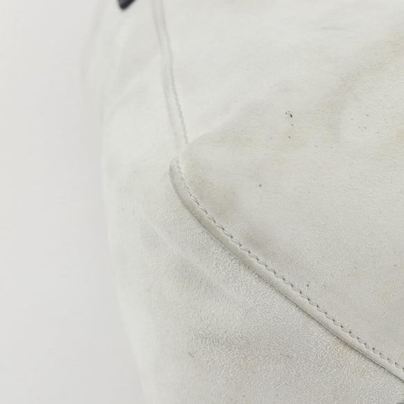GUCCI Hand Bag Suede White Gold Auth 159346