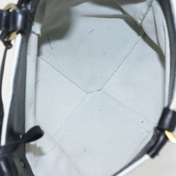 GUCCI Hand Bag Suede White Gold Auth 159346