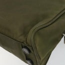 PRADA Hand Bag Nylon Khaki Silver Auth 159348-16
