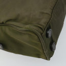 PRADA Hand Bag Nylon Khaki Silver Auth 159348-17