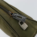 PRADA Hand Bag Nylon Khaki Silver Auth 159348-19