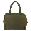 PRADA Hand Bag Nylon Khaki Silver Auth 159348-2