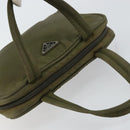PRADA Hand Bag Nylon Khaki Silver Auth 159348-6