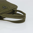 PRADA Hand Bag Nylon Khaki Silver Auth 159348-7