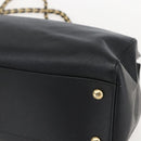 Salvatore Ferragamo Chain Vala Shoulder Bag Leather Black Gold Auth 159349-9