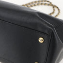 Salvatore Ferragamo Chain Vala Shoulder Bag Leather Black Gold Auth 159349-15