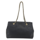 Salvatore Ferragamo Chain Vala Shoulder Bag Leather Black Gold Auth 159349-2