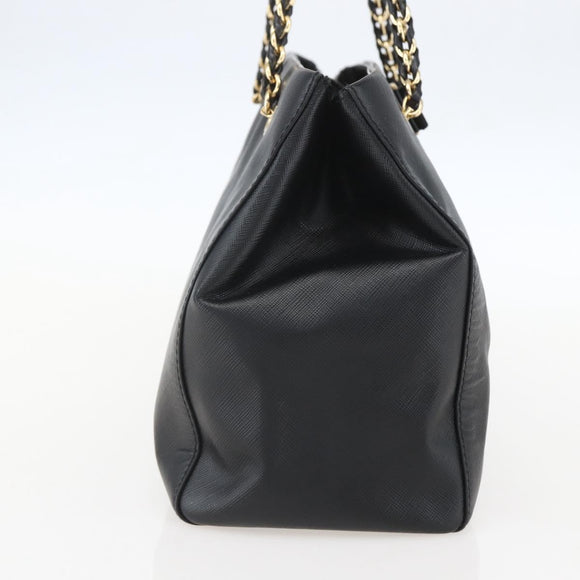 Salvatore Ferragamo Chain Vala Shoulder Bag Leather Black Gold Auth 159349