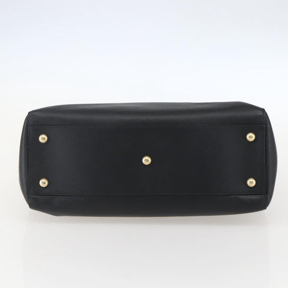 Salvatore Ferragamo Chain Vala Shoulder Bag Leather Black Gold Auth 159349
