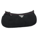 PRADA Accessory Pouch Nylon Black Silver Auth 159350-1