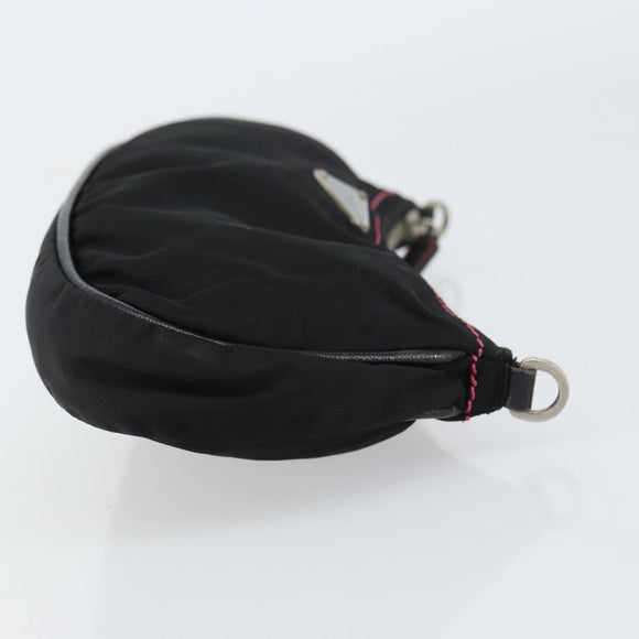 PRADA Accessory Pouch Nylon Black Silver Auth 159350