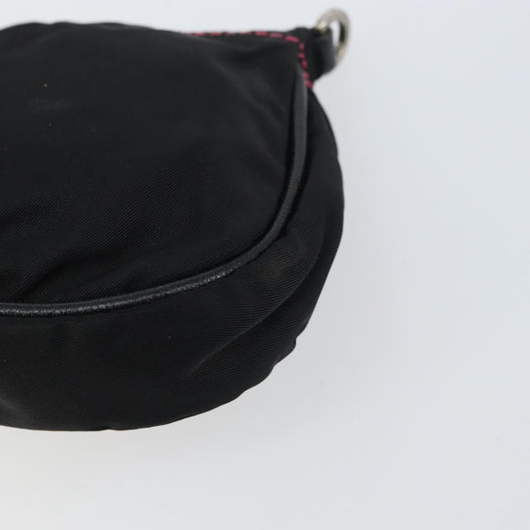 PRADA Accessory Pouch Nylon Black Silver Auth 159350