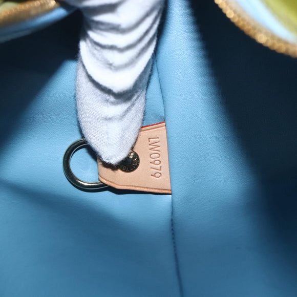 LOUIS VUITTON Monogram Vernis Houston Hand Bag Baby Blue M91005 LV Auth 159352