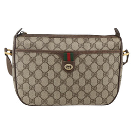 GUCCI GG Supreme Web Sherry Line Bag PVC Beige Gold 89 02 077 Auth 159354 - 0