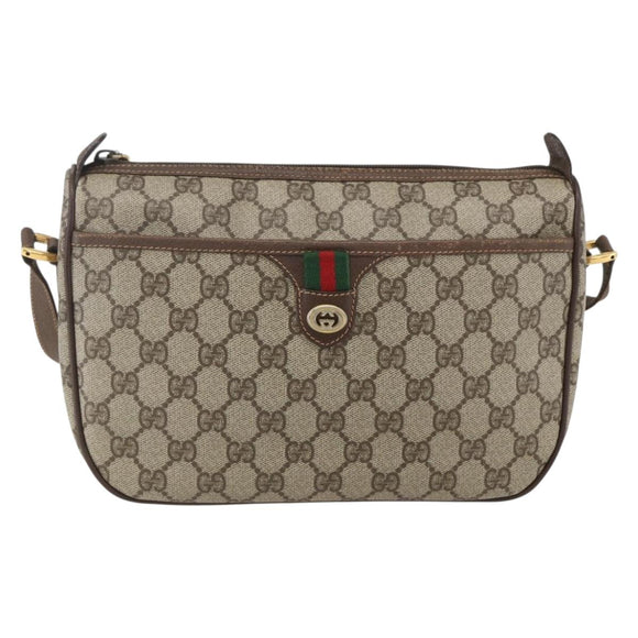 GUCCI GG Supreme Web Sherry Line Bag PVC Beige Gold 89 02 077 Auth 159354