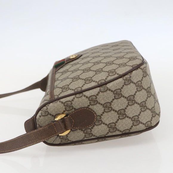 GUCCI GG Supreme Web Sherry Line Bag PVC Beige Gold 89 02 077 Auth 159354