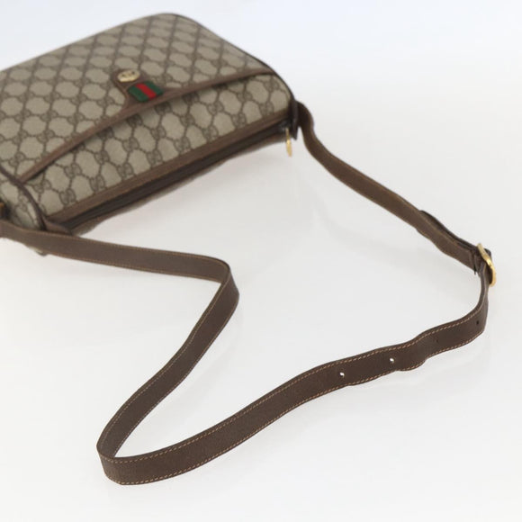 GUCCI GG Supreme Web Sherry Line Bag PVC Beige Gold 89 02 077 Auth 159354