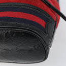 GUCCI Sherry Line Shoulder Bag Suede Red Gold Navy 550620 Auth 159356-9