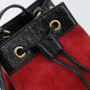 GUCCI Sherry Line Shoulder Bag Suede Red Gold Navy 550620 Auth 159356-17