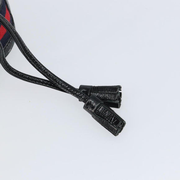 GUCCI Sherry Line Shoulder Bag Suede Red Gold Navy 550620 Auth 159356