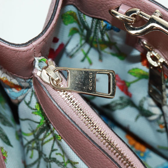 GUCCI Bamboo Hand Bag Leather 2way Pink Gold 323660 Auth 159357