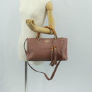GUCCI Bamboo Hand Bag Leather 2way Pink Gold 323660 Auth 159357-29