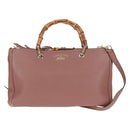 GUCCI Bamboo Hand Bag Leather 2way Pink Gold 323660 Auth 159357-13
